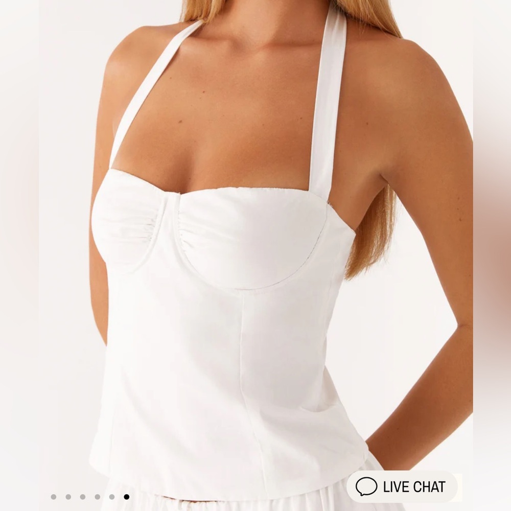 BRAND NEW! WITH TAGS! PEPPERMAYO CHERYL BUSTIER HALTER TOP - WHITE. SIZE 2.